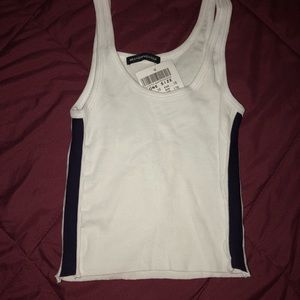 Brandy Melville White Tank w Purple Strip